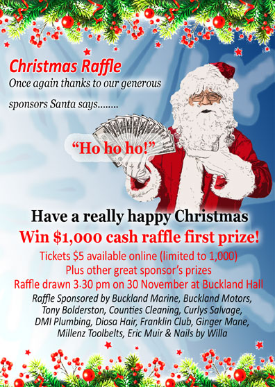 Support Christmas at Buckland Hall by buying a raffle ticket and be in to win $1,000